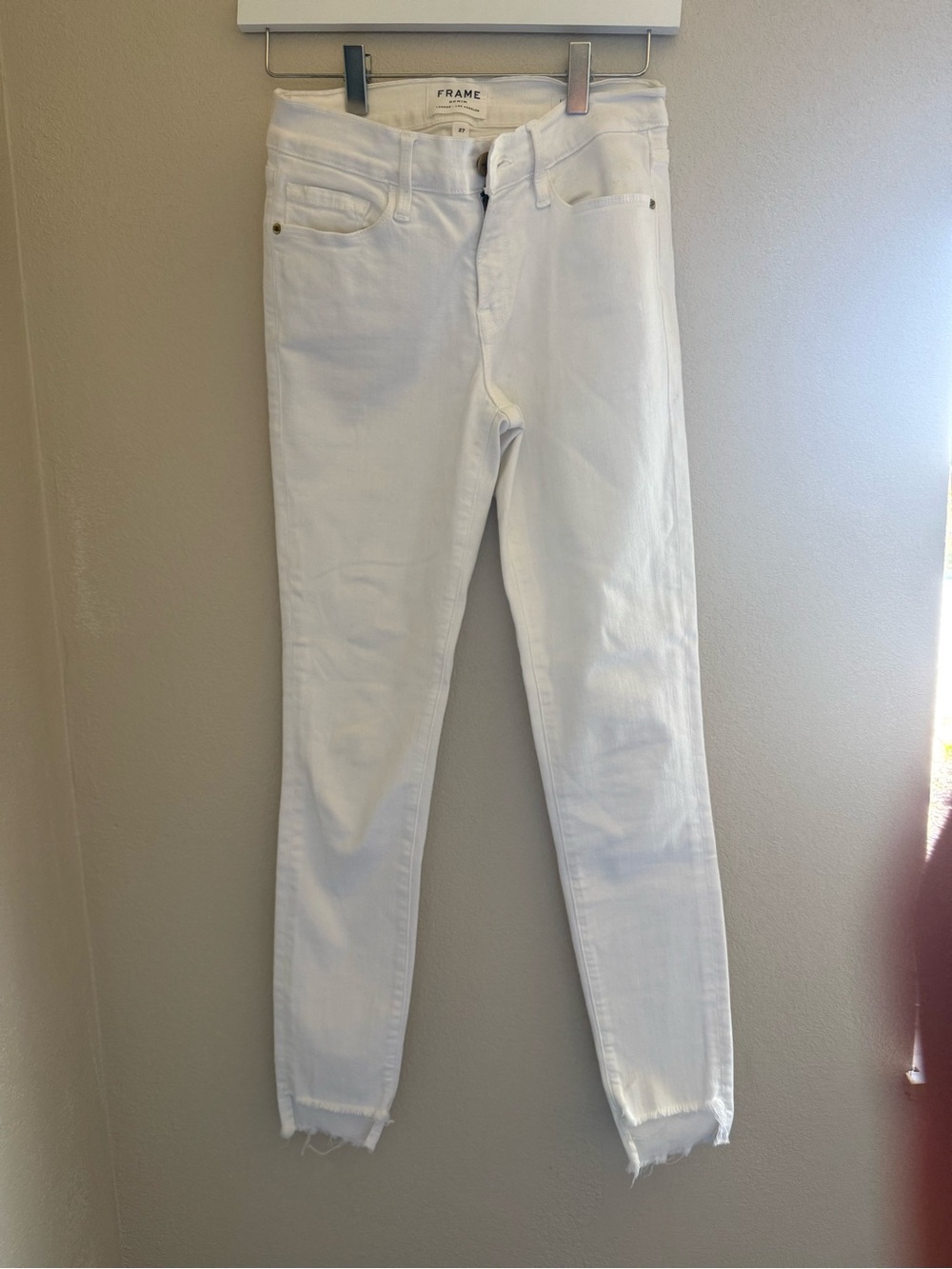 20. FRAME White Skinny Jeans - Raw Hem
